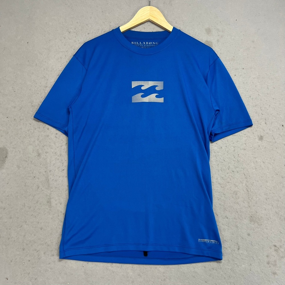 Billabong Submersibles‎ Rash Guard Mens S Blue Short Sleeve Swim Shirt UV Surf